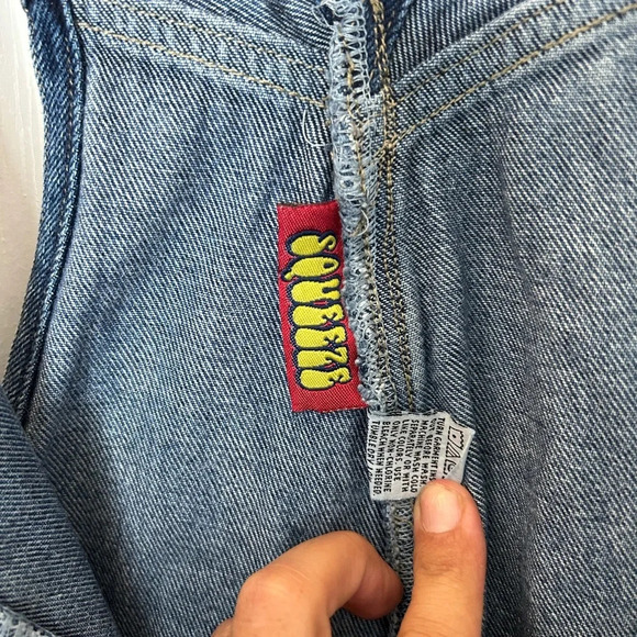 ! Rare 90’s SQUEEZE Cropped Denim Overalls size M - Picture 7 of 8